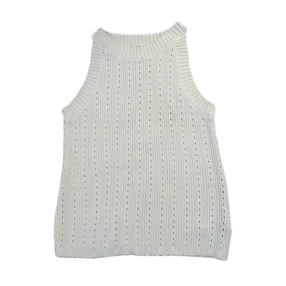 GAP Mock neck, white sweater tank top with unique cutaway armholes. Size:S